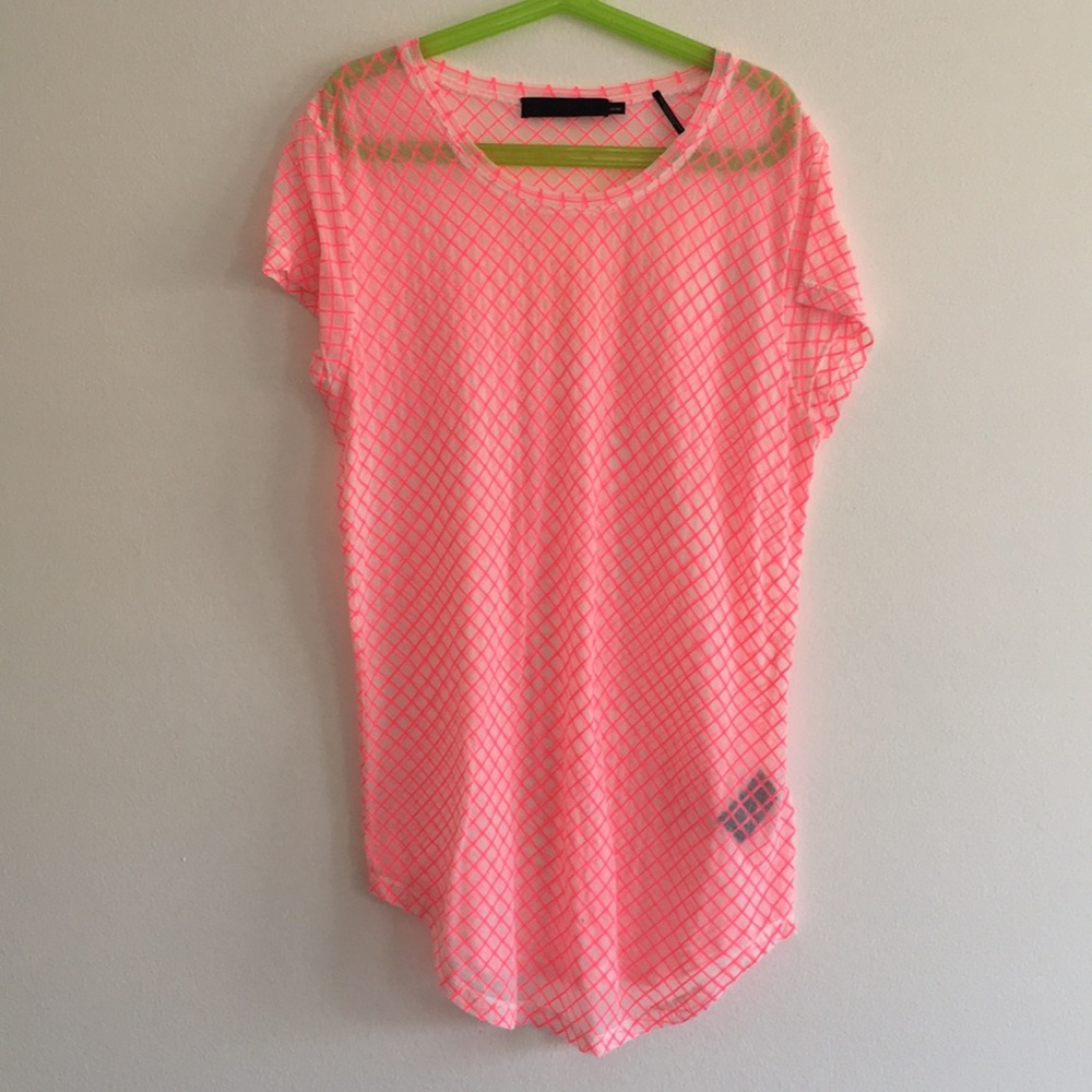 LAMB Gwen Stefani Women’s White and Neon Pink Top